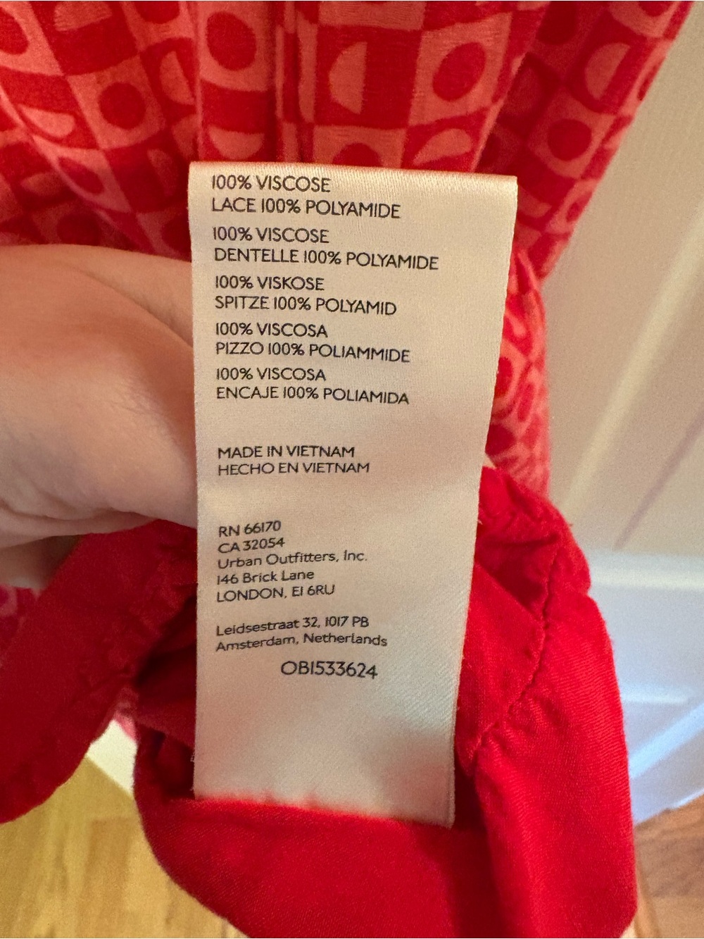 Free People Marley Maxi Dress in Red Geometric Print with Lace Trim - NWOT - Picture 11 of 11